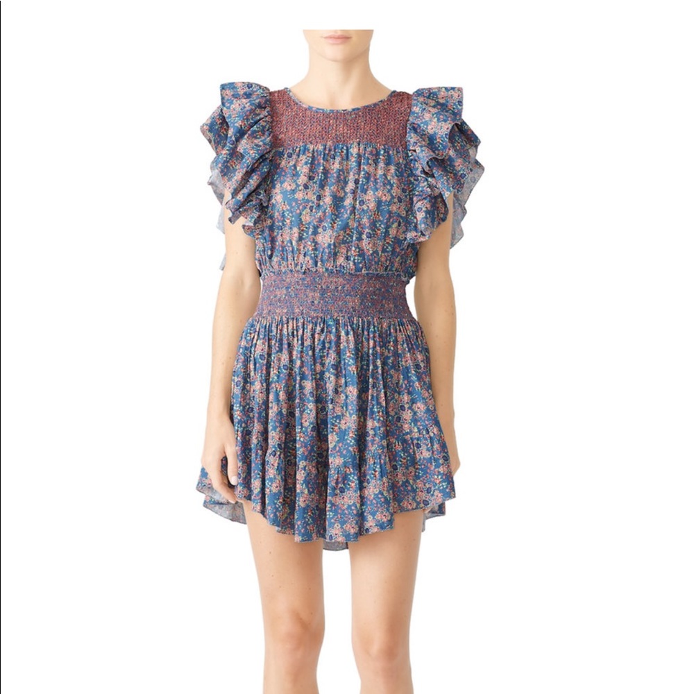 LoveShackFancy Marcella floral ruffle mini dress